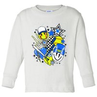 retro softball Vibes Funny softball Smile Face Meme Toddler Long Sleeve Shirt