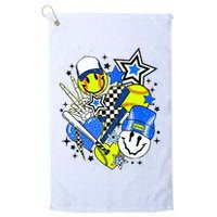 retro softball Vibes Funny softball Smile Face Meme Golf Towel
