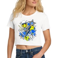 retro softball Vibes Funny softball Smile Face Meme Crop Top