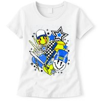 retro softball Vibes Funny softball Smile Face Meme Womens T-Shirt