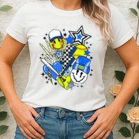 retro softball Vibes Funny softball Smile Face Meme Womens T-Shirt