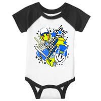 retro softball Vibes Funny softball Smile Face Meme Infant Baby Jersey Bodysuit