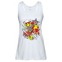 retro softball Vibes Funny softball Smile Face Meme Ladies Essential Flowy Tank