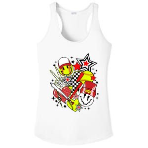 retro softball Vibes Funny softball Smile Face Meme Ladies PosiCharge Competitor Racerback Tank