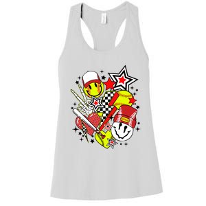 retro softball Vibes Funny softball Smile Face Meme Women's Racerback Tank