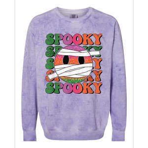 Retro spooky vibes mummy smile face halloween boo ghost Colorblast Crewneck Sweatshirt