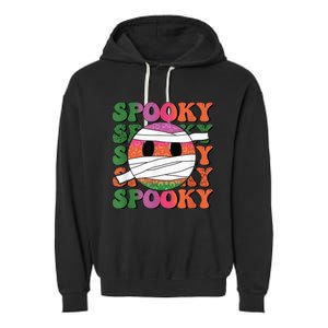 Retro spooky vibes mummy smile face halloween boo ghost Garment-Dyed Fleece Hoodie