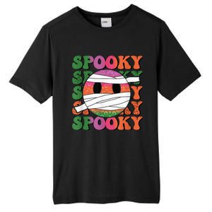 Retro spooky vibes mummy smile face halloween boo ghost Tall Fusion ChromaSoft Performance T-Shirt