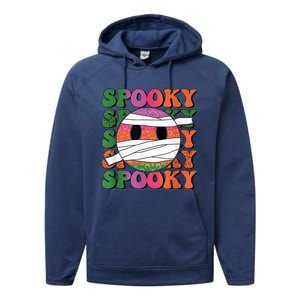 Retro spooky vibes mummy smile face halloween boo ghost Performance Fleece Hoodie