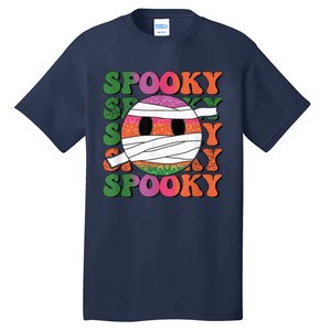 Retro spooky vibes mummy smile face halloween boo ghost Tall T-Shirt