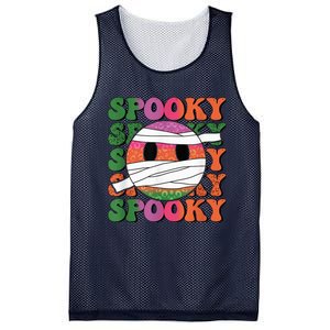 Retro spooky vibes mummy smile face halloween boo ghost Mesh Reversible Basketball Jersey Tank