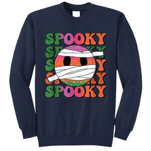 Retro spooky vibes mummy smile face halloween boo ghost Tall Sweatshirt