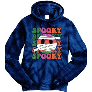 Retro spooky vibes mummy smile face halloween boo ghost Tie Dye Hoodie