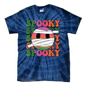 Retro spooky vibes mummy smile face halloween boo ghost Tie-Dye T-Shirt