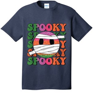 Retro spooky vibes mummy smile face halloween boo ghost T-Shirt