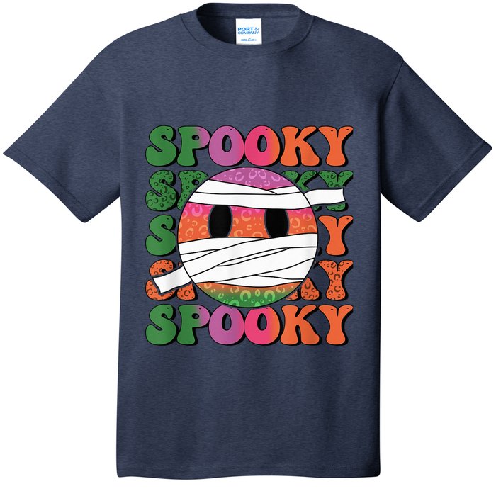 Retro spooky vibes mummy smile face halloween boo ghost T-Shirt