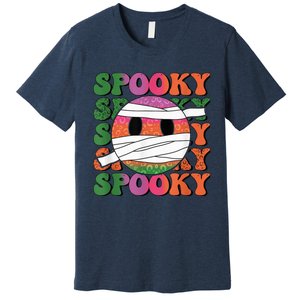 Retro spooky vibes mummy smile face halloween boo ghost Premium T-Shirt