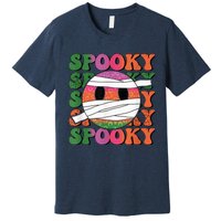 Retro spooky vibes mummy smile face halloween boo ghost Premium T-Shirt