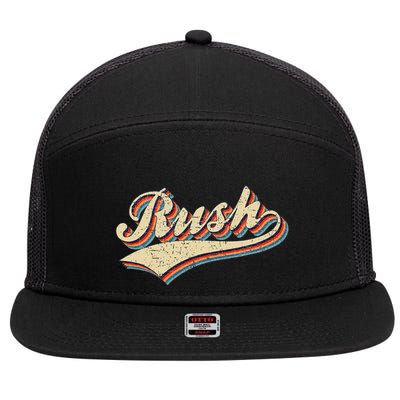 Rush Surname Vintage Retro Gifts Rush 7 Panel Mesh Trucker Snapback Hat