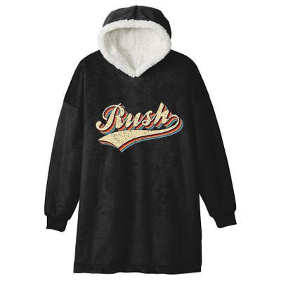 Rush Surname Vintage Retro Gifts Rush Hooded Wearable Blanket