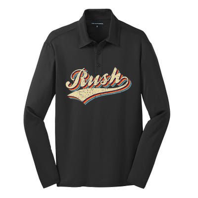 Rush Surname Vintage Retro Gifts Rush Silk Touch Performance Long Sleeve Polo