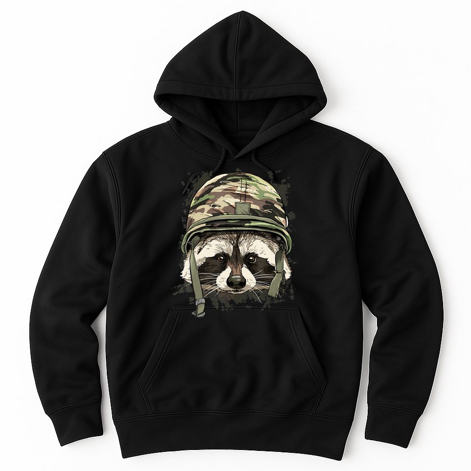 Raccoon Soldier Veteran Army Raccoon American Animal Lover Hoodie