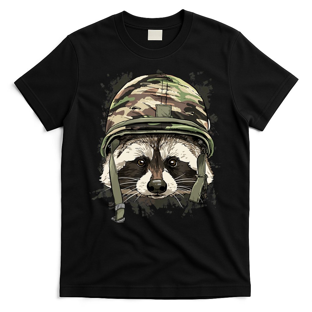 Raccoon Soldier Veteran Army Raccoon American Animal Lover T-Shirt