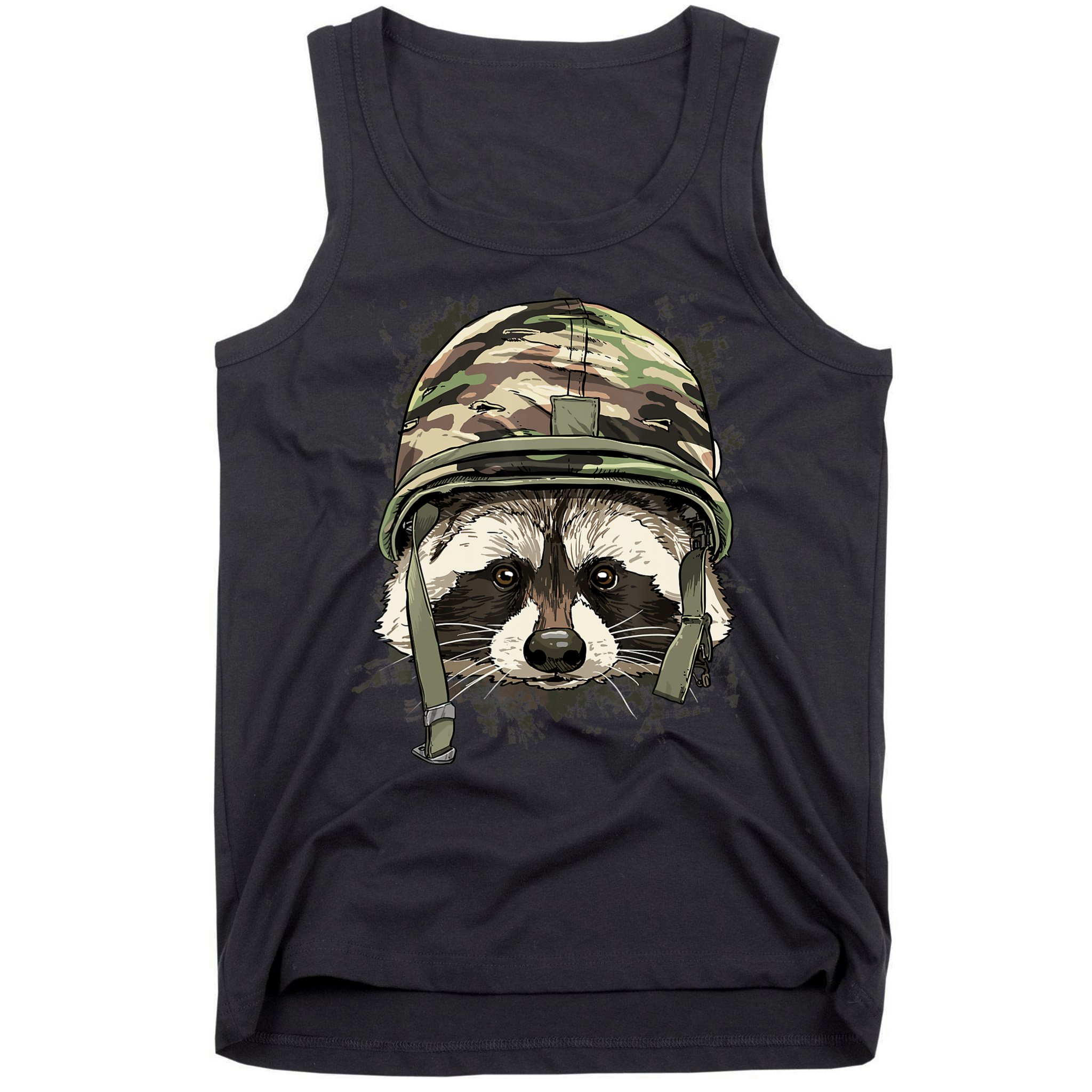 Raccoon Soldier Veteran Army Raccoon American Animal Lover Tank Top