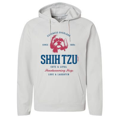 Retro Styled Vintage Shih Tzu Performance Fleece Hoodie