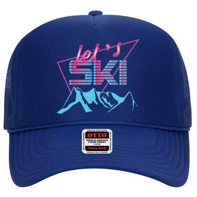 Retro Ski Vintage 80s Ski Costume High Crown Mesh Back Trucker Hat