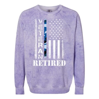 Retired Sailor Veteran Gift Retirement Soldier Patriotic Flag Gift Colorblast Crewneck Sweatshirt