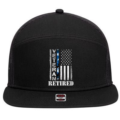 Retired Sailor Veteran Gift Retirement Soldier Patriotic Flag Gift 7 Panel Mesh Trucker Snapback Hat