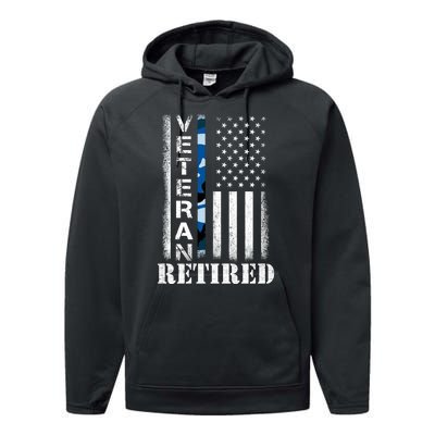 Retired Sailor Veteran Gift Retirement Soldier Patriotic Flag Gift Performance Fleece Hoodie