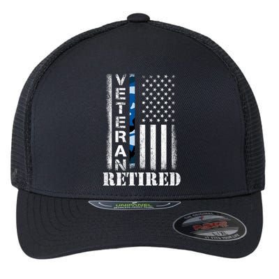 Retired Sailor Veteran Gift Retirement Soldier Patriotic Flag Gift Flexfit Unipanel Trucker Cap