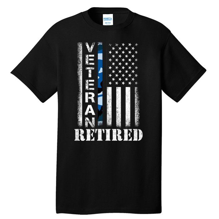 Retired Sailor Veteran Gift Retirement Soldier Patriotic Flag Gift Tall T-Shirt