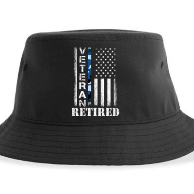 Retired Sailor Veteran Gift Retirement Soldier Patriotic Flag Gift Sustainable Bucket Hat