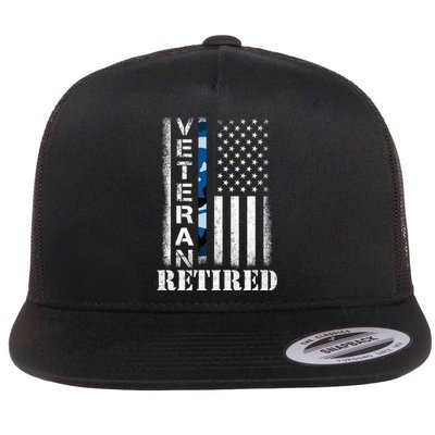 Retired Sailor Veteran Gift Retirement Soldier Patriotic Flag Gift Flat Bill Trucker Hat