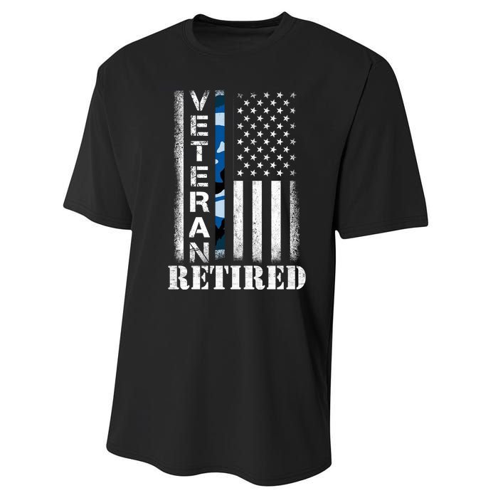 Retired Sailor Veteran Gift Retirement Soldier Patriotic Flag Gift Performance Sprint T-Shirt