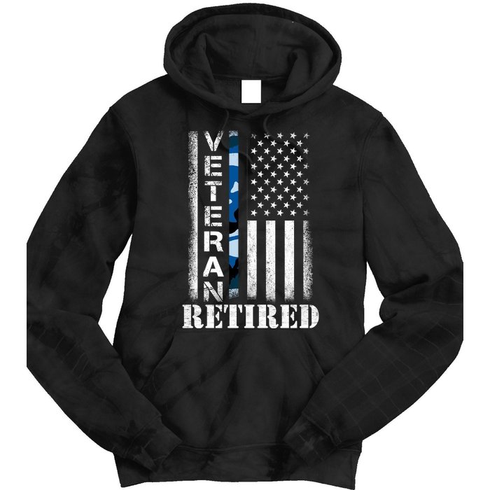 Retired Sailor Veteran Gift Retirement Soldier Patriotic Flag Gift Tie Dye Hoodie