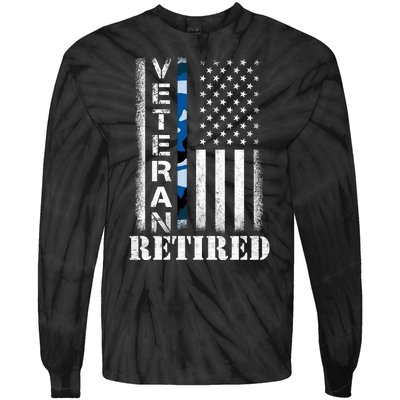 Retired Sailor Veteran Gift Retirement Soldier Patriotic Flag Gift Tie-Dye Long Sleeve Shirt