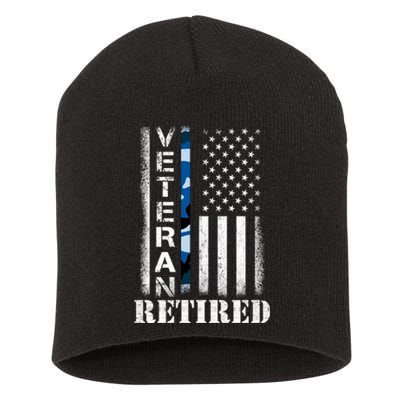 Retired Sailor Veteran Gift Retirement Soldier Patriotic Flag Gift Short Acrylic Beanie