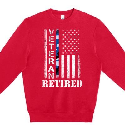 Retired Sailor Veteran Gift Retirement Soldier Patriotic Flag Gift Premium Crewneck Sweatshirt