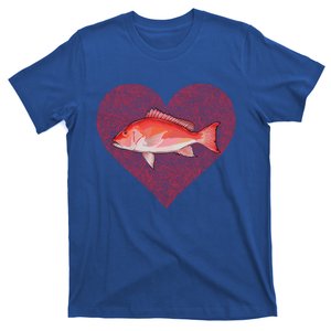 Red Snapper Valentines Day Fish Love Fingerprint Gift T-Shirt