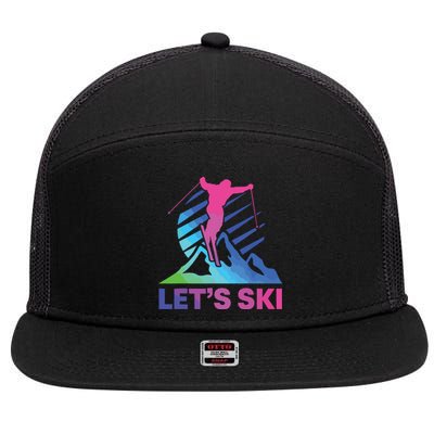 Retro Ski Vintage 80s 90s Skiing Outfit 7 Panel Mesh Trucker Snapback Hat