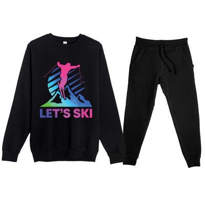 Retro Ski Vintage 80s 90s Skiing Outfit Premium Crewneck Sweatsuit Set