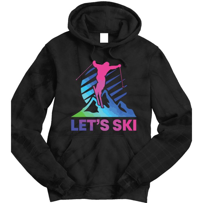 Retro Ski Vintage 80s 90s Skiing Outfit Tie Dye Hoodie