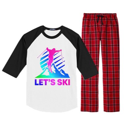 Retro Ski Vintage 80s 90s Skiing Outfit Raglan Sleeve Pajama Set