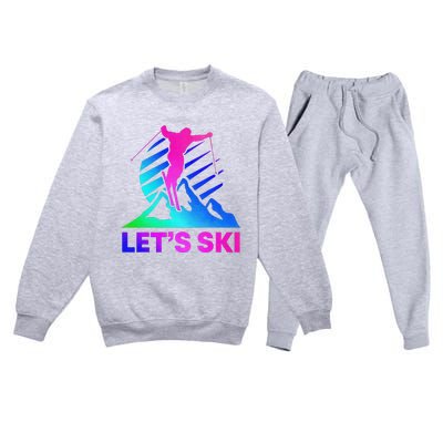 Retro Ski Vintage 80s 90s Skiing Outfit Premium Crewneck Sweatsuit Set