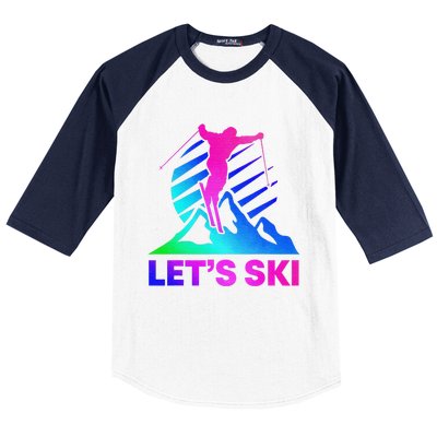 Retro Ski Vintage 80s 90s Skiing Outfit Baseball Sleeve Shirt