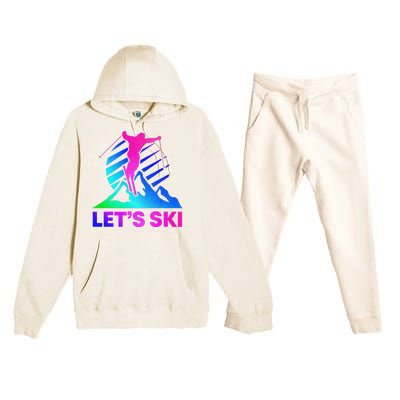 Retro Ski Vintage 80s 90s Skiing Outfit Premium Hooded Sweatsuit Set